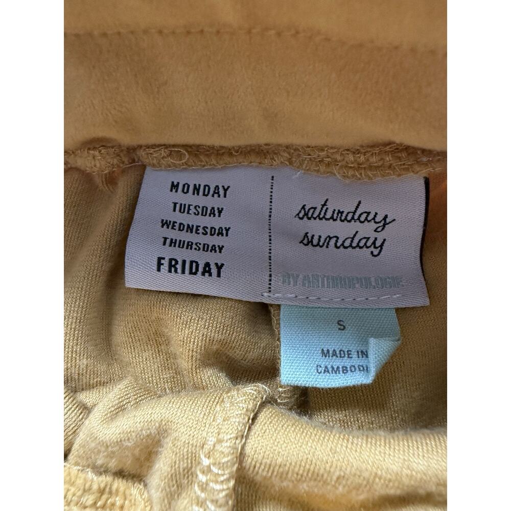 Anthropologie Saturday Sunday Merida Velvet Jogger Pants Size Small Gold Soft - Picture 2 of 5